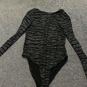 H&M beautiful, classy sparkly black and white zebra print body suit
